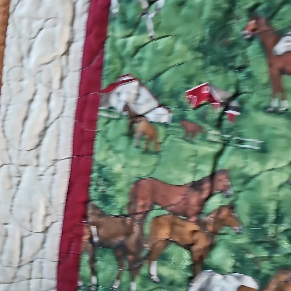 VINTAGE 1960 's Horse Quilt Comforter 78 X 50 Boy Girl Home Bedding RETRO MCM